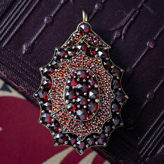 Antique Victorian Bohemian Garnet Locket Brooch