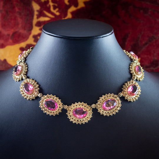 Antique Victorian Pink Paste Collar Necklace