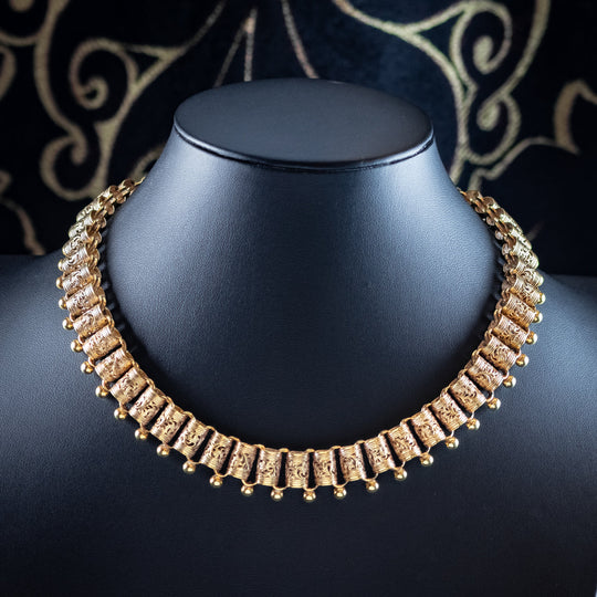Antique Victorian Collar Necklace Silver 18ct Gold Gilt