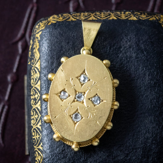 Antique Victorian Diamond Locket 15ct Gold