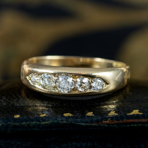 Antique Victorian Diamond Five Stone Band Ring 0.36ct Total