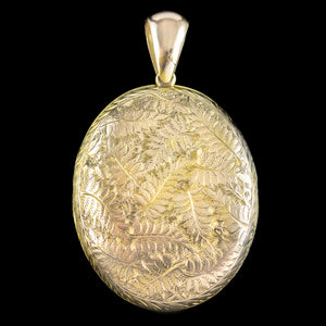 Antique Victorian Fern Leaf Locket 9ct Gold