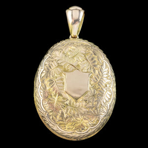 Antique Victorian Fern Leaf Locket 9ct Gold