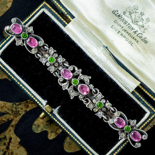 Antique Victorian French Suffragette Paste Bar Brooch Silver