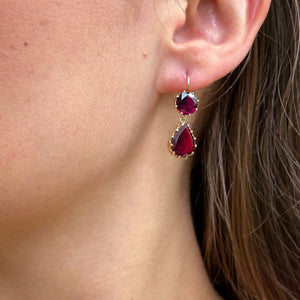 Antique Victorian Garnet Drop Earrings 9ct Gold