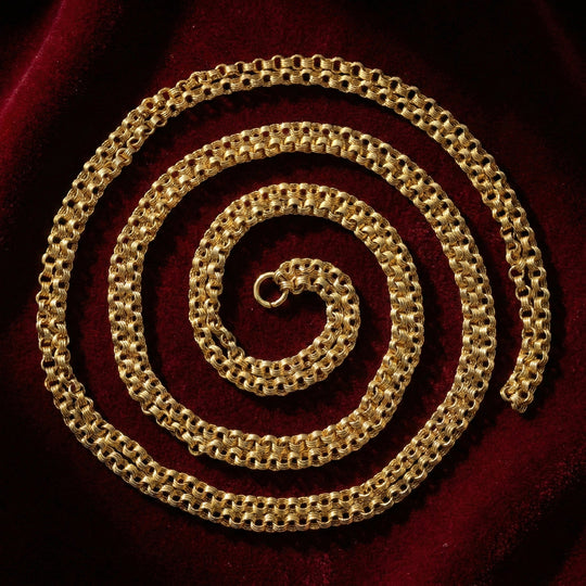 Antique Georgian Guard Chain Pinchbeck 18ct Gold Gilt 74 Inch