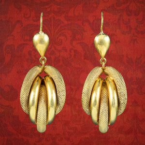 Antique Victorian Knot Drop Earrings 15ct Gold
