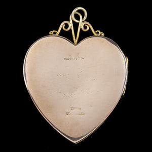 Antique Victorian Large Diamond Heart Locket 9ct Gold Back And Front