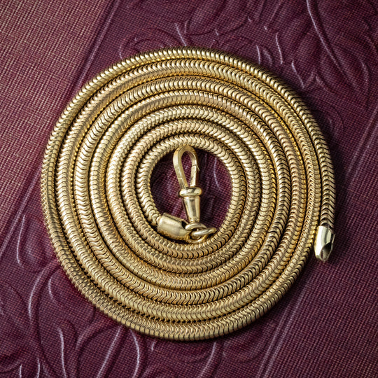 Antique Victorian Long Snake Chain 18ct Gold Gilt