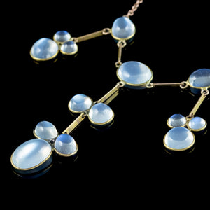 Antique Victorian Moonstone Garland Dropper Necklace 