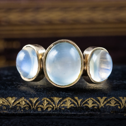Antique Victorian Moonstone Trilogy Ring
