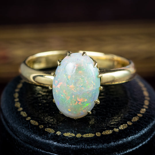 Antique Victorian Natural Opal Solitaire Ring 2.5ct Natural Opal