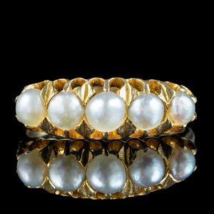 Antique Victorian Pearl Five Stone Ring Dated 1891