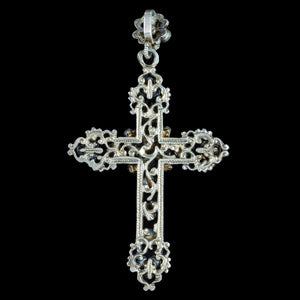 Antique Victorian Austro-Hungarian Pearl Garnet Cross Pendant