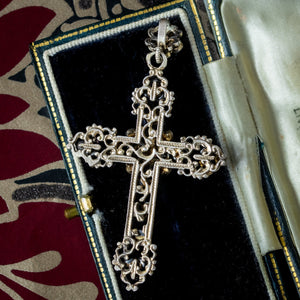 Antique Victorian Austro-Hungarian Pearl Garnet Cross Pendant