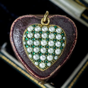 Antique Victorian Pearl Paste Heart Pendant 15ct Gold 