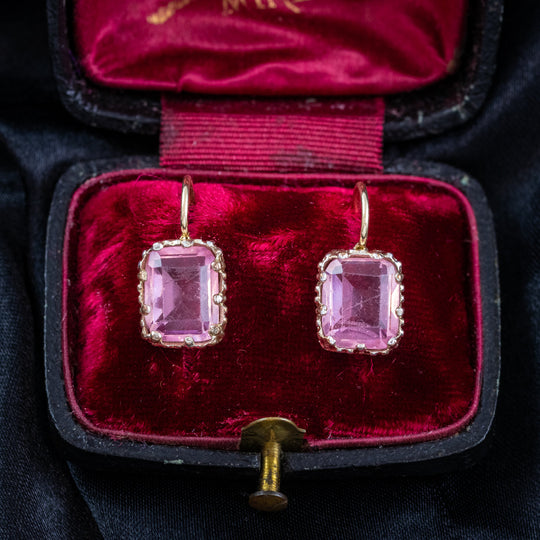 Antique Victorian Pink Paste Earrings
