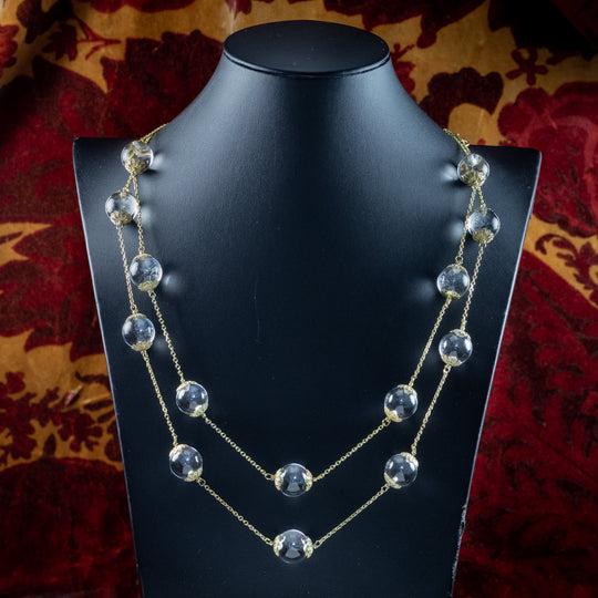 Antique Victorian Pools Of Light Crystal Chain Necklace