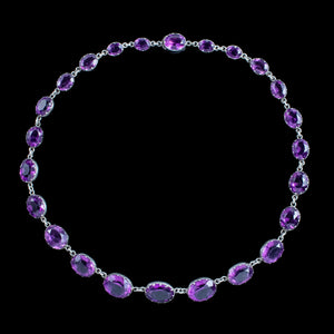 Antique Victorian Purple Paste Riviere Collar Necklace Silver