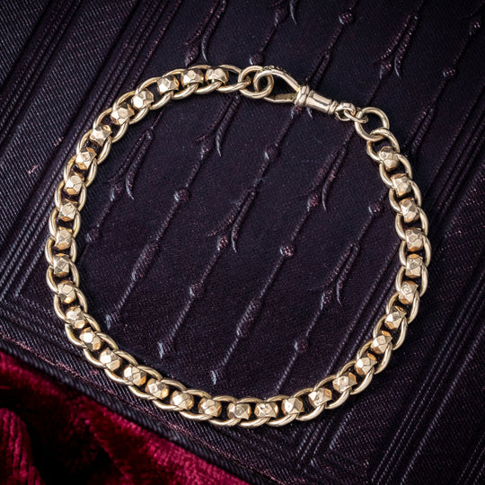 Antique Victorian Roller Ball Curb Bracelet 9ct Gold