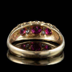 Antique Victorian Ruby Diamond Ring Dated 1863