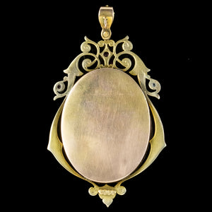 Antique Victorian Ruby Pearl Cameo Pendant 15ct Gold