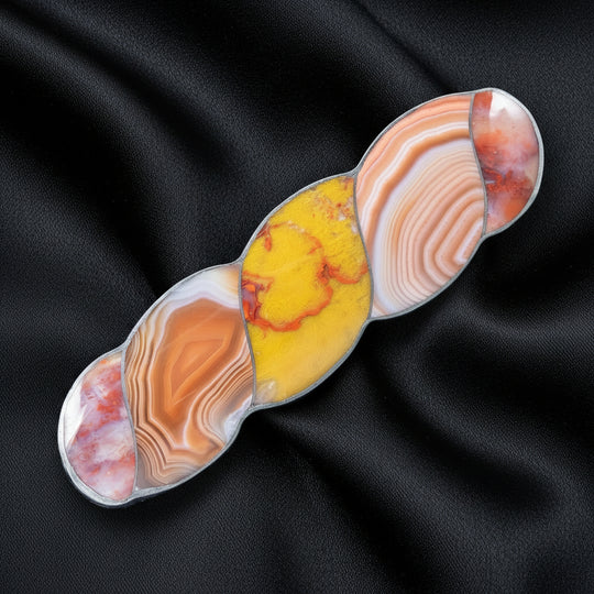 Antique Victorian Scottish Agate Brooch Silver