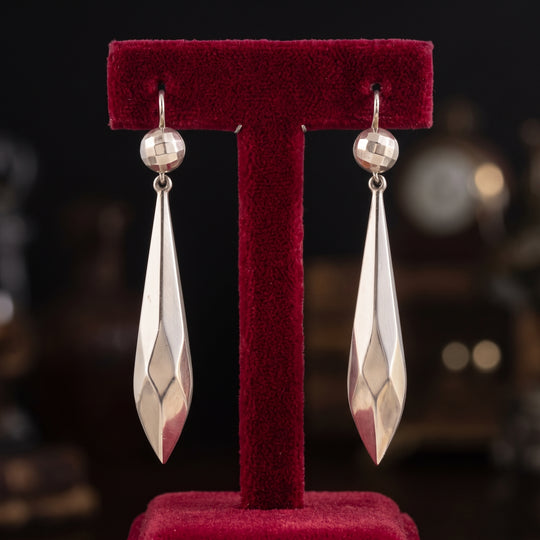Antique Victorian Torpedo Drop Earrings 9ct Gold