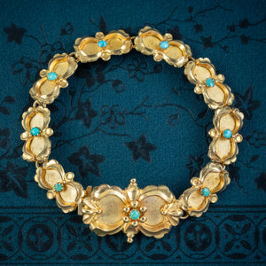 Antique Victorian Turquoise Bracelet Silver 18ct Gold Gilt
