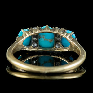 Antique Victorian Turquoise Diamond Ring 1.50ct Of Turquoise