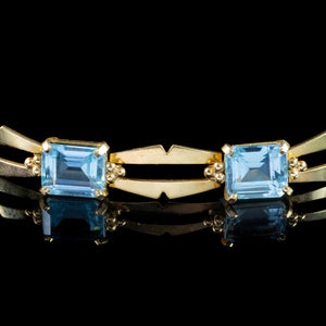 Art Deco Aquamarine Bracelet 15ct Gold 12ct Total