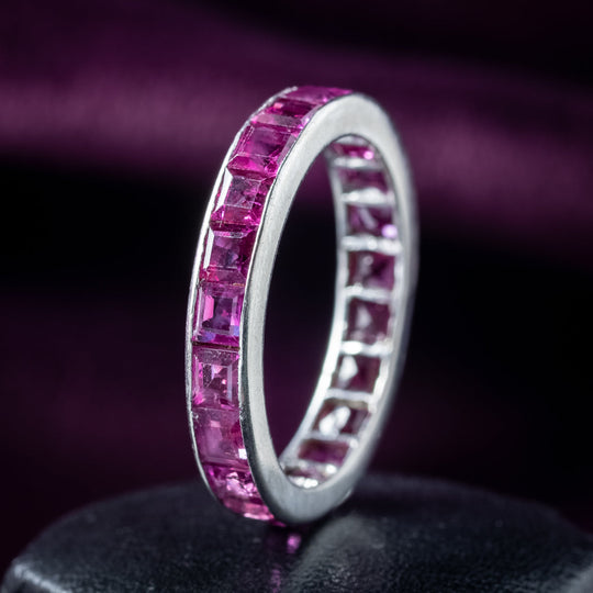 Art Deco Ruby Full Eternity Ring Platinum 3.1ct Total