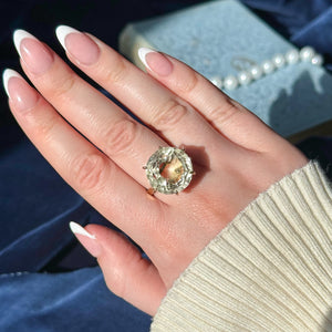 Vintage Citrine Cocktail Ring 16ct Citrine