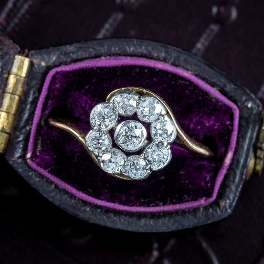 Antique Edwardian Diamond Daisy Cluster Ring 0.64ct Total