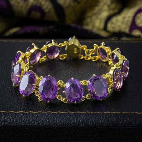 Vintage Amethyst Bracelet Silver 18ct Gold Gilt
