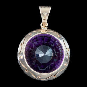 Vintage Amethyst Pendant 14ct Gold 20ct Amethyst