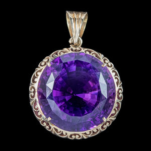 Vintage Amethyst Pendant 14ct Gold 20ct Amethyst