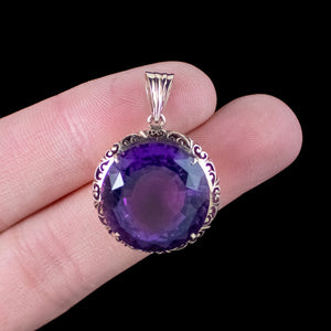 Vintage Amethyst Pendant 14ct Gold 20ct Amethyst