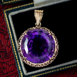 Vintage Amethyst Pendant 14ct Gold 20ct Amethyst