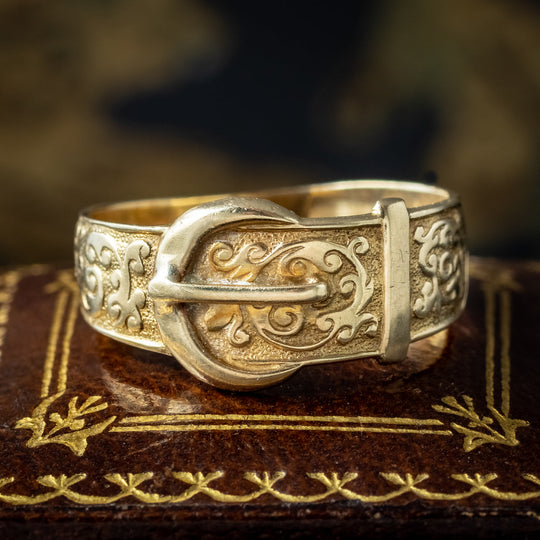 Vintage Belt Buckle Band Ring 9ct Gold Fred Manshaw Ltd Dated 1964