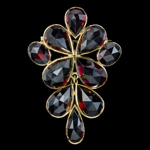 Vintage Briolette Almandine Garnet Brooch 14ct Gold