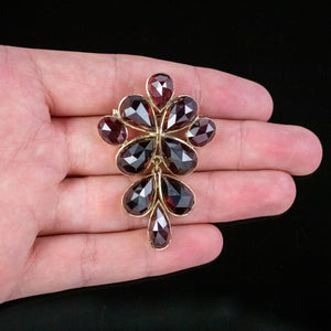 Vintage Briolette Almandine Garnet Brooch 14ct Gold