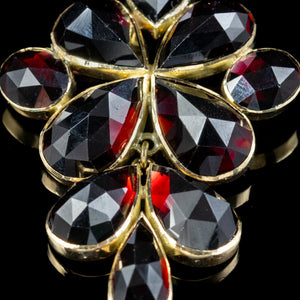 Vintage Briolette Almandine Garnet Brooch 14ct Gold