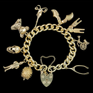 Vintage Charm Bracelet With Heart Padlock Dated 1976