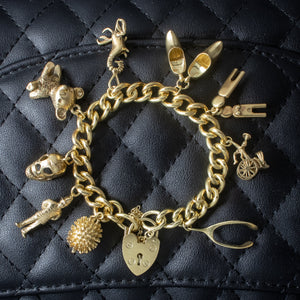 Vintage Charm Bracelet With Heart Padlock Dated 1976