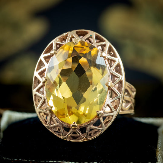 Vintage Citrine Cocktail Ring 6.5ct Citrine Dated 1971