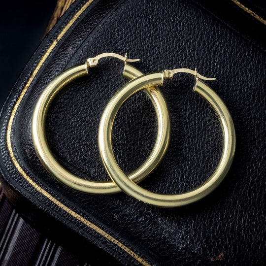 Vintage Creole Hoop Earrings 18ct Gold