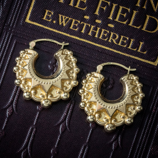 Vintage Creole Hoop Earrings 9ct Gold