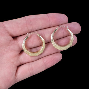 Vintage Creole Hoop Earrings 9ct Gold