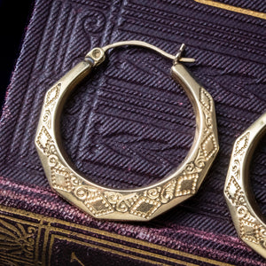 Vintage Creole Hoop Earrings 9ct Gold